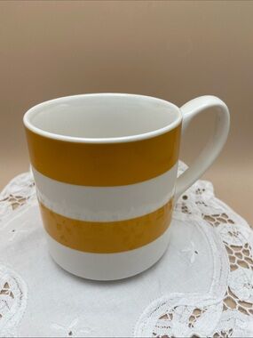 HBC Stripes Two-Tone Yellow and White Striped Ceramic Mug